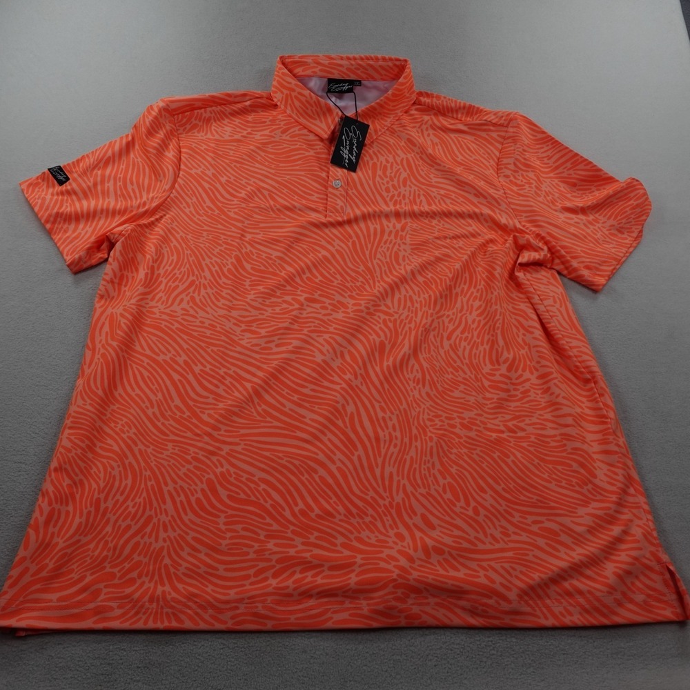 Sunday Swagger Golf Polo Shirt Mens 2XL Orange Swirl Performance Stretch NWT